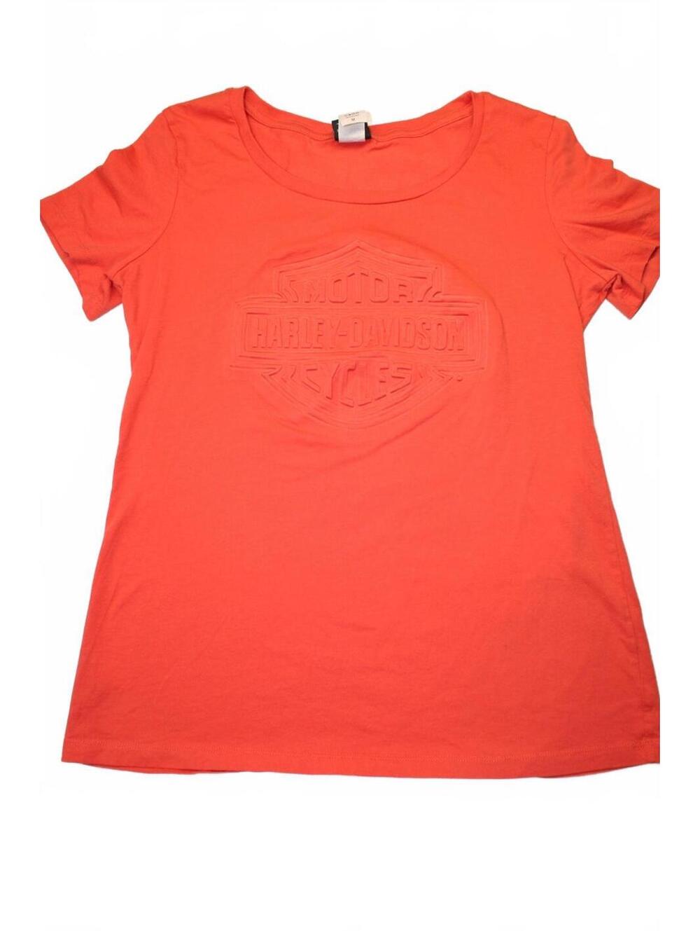 Harley Davidson Women's Embossed 3D Bar & Shield Logo Scoop Neck T-Shirt M